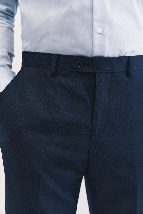 Cortefiel Slim fit blue checked trousers Blue