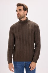 Jack & Jones Camisola de malha gola em tricô trançado Castanho