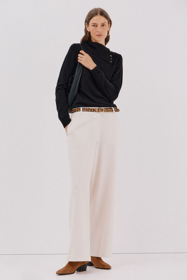 Cortefiel Button neck jumper Black