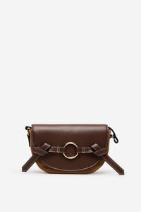 Cortefiel Crossbody bag with topstiched flap Brown