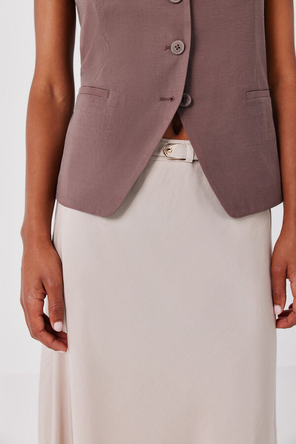 Cortefiel Midi skirt with belt Nude