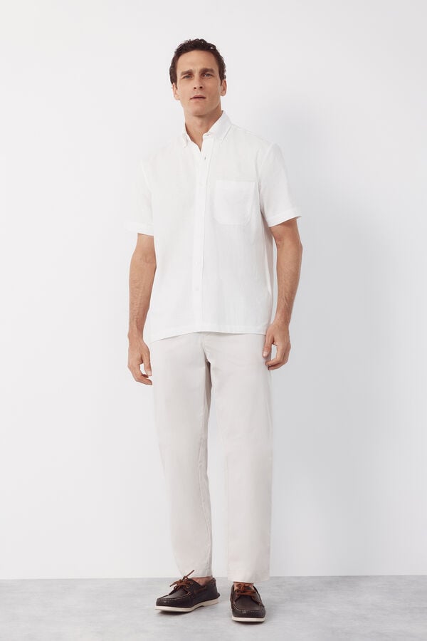 Cortefiel Lightweight regular jogger Ivory