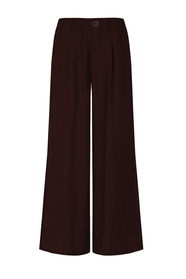 Cortefiel Fluid wide trousers Dark brown