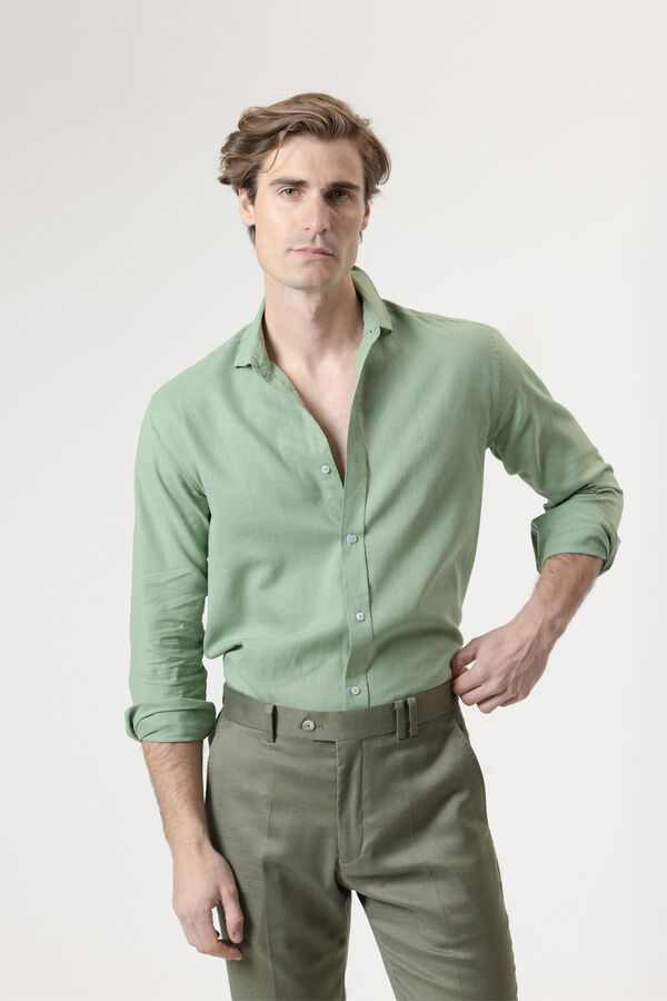 PuroEGO Camisa em linho porcelana Verde