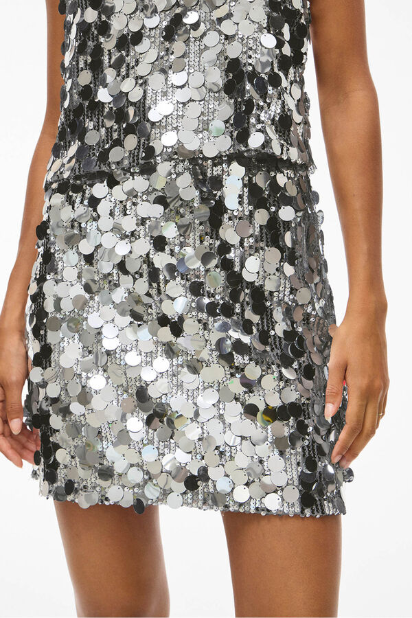 Vila Saia curta com lantejoulas Cinzento