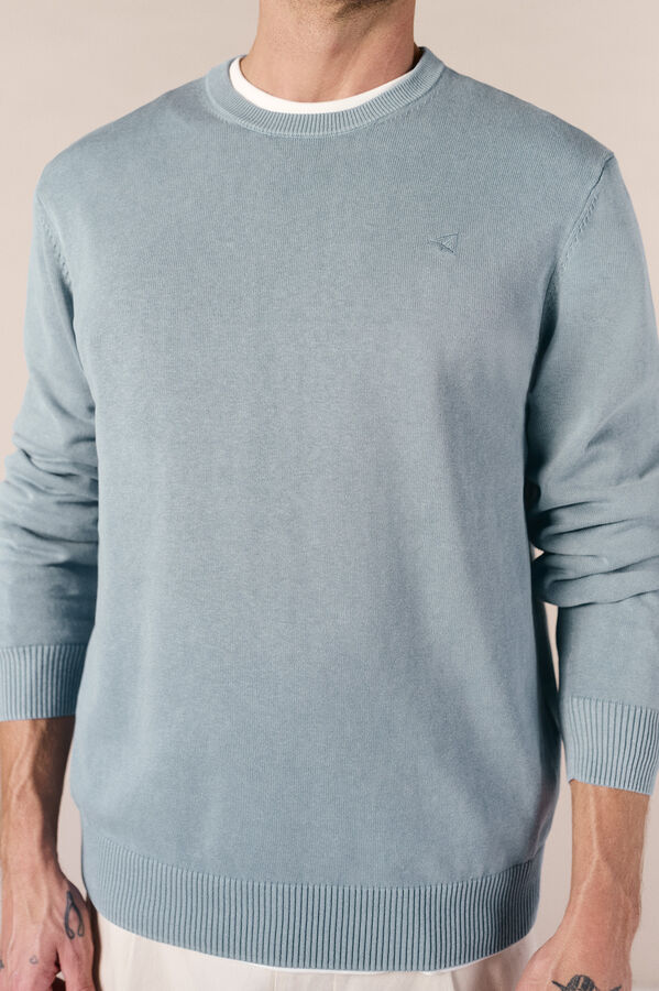 OOTO Camisola gola redonda em algod&atilde;o lavado Azul