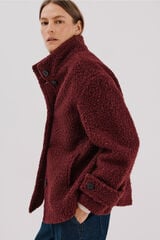 Cortefiel Short soft fabric coat Maroon
