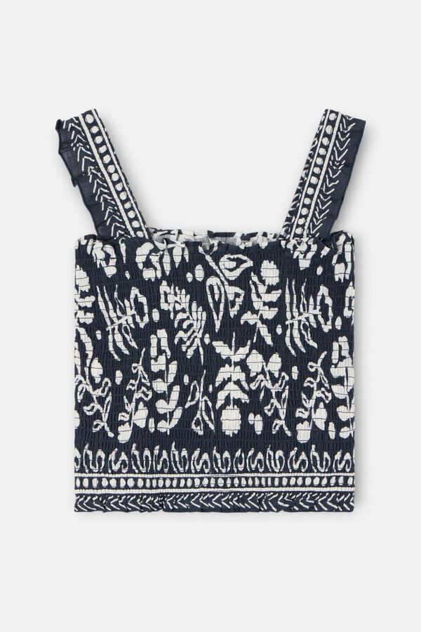 Silbon Floral print bandeau top Printed blue