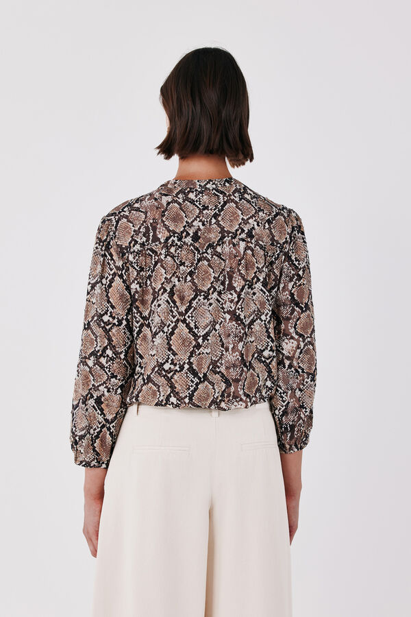 Cortefiel Printed fluid blouse Printed beige