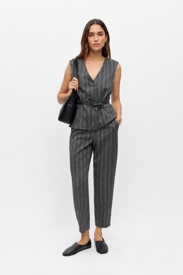 Object Cal&ccedil;a slim riscas Cinzento
