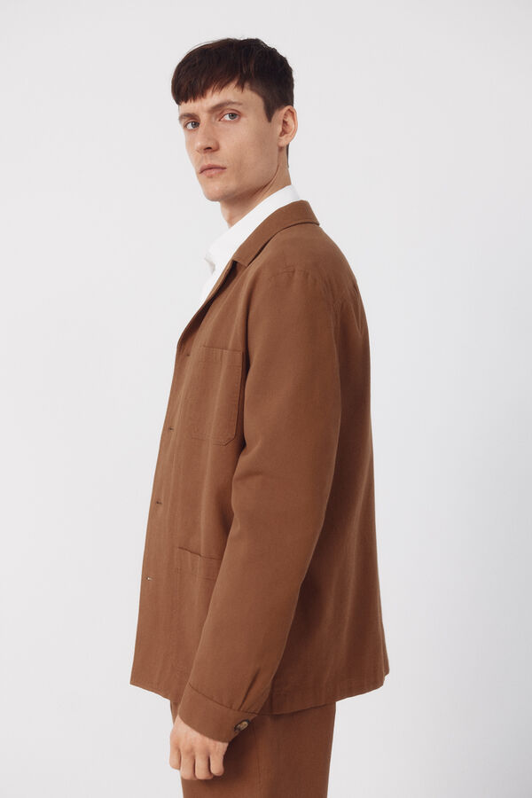 Cortefiel Mistura de linho pseudo-americano coordenada Castanho