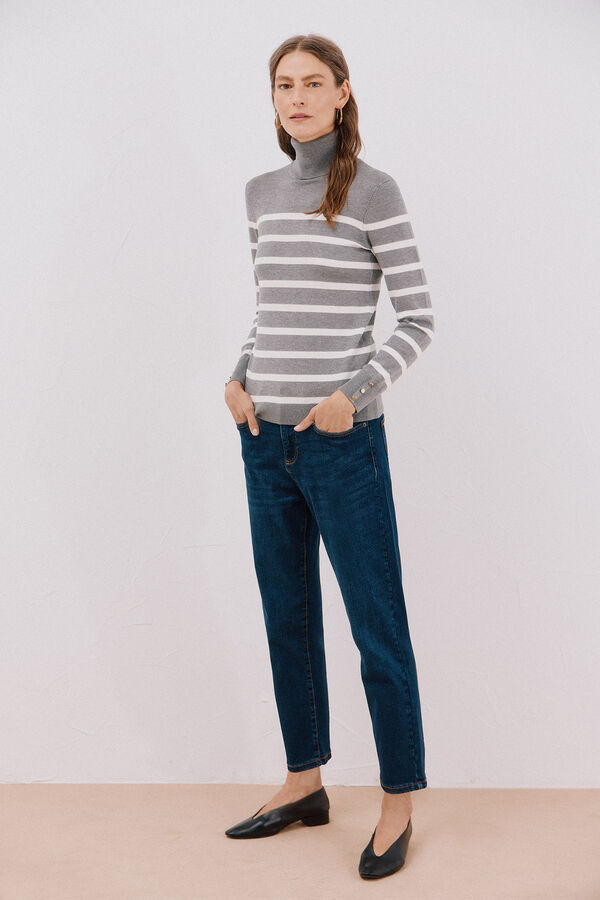 Cortefiel Short-sleeved jumper Grey