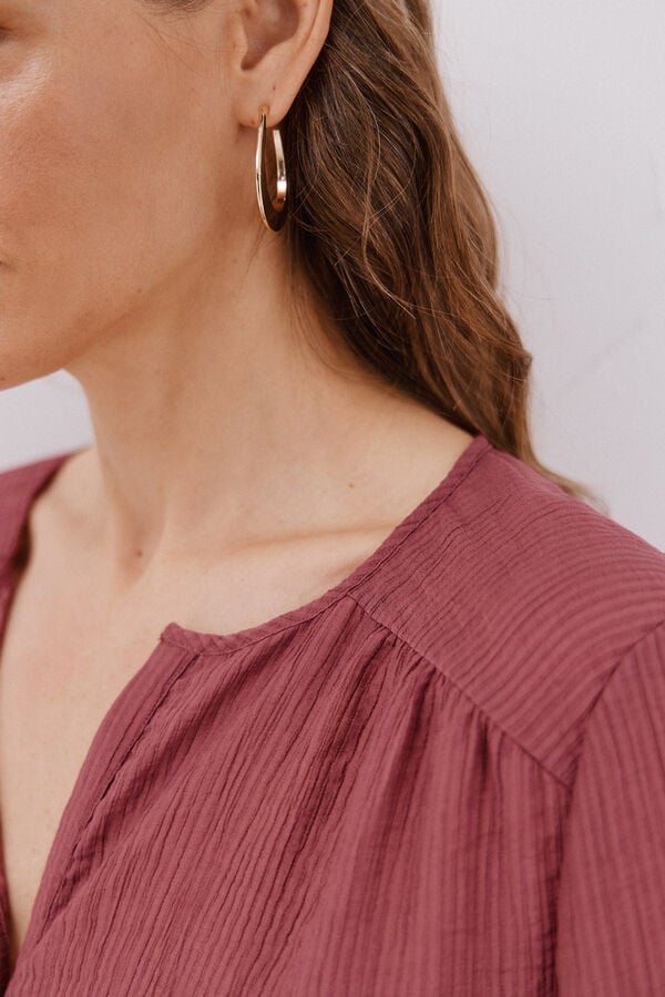 Cortefiel Round neck blouse Blue
