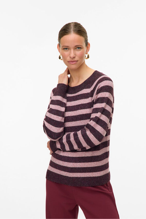 Vero Moda Camisola básico feminino de manga comprida Roxo