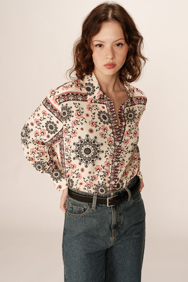 Grace & Mila Camisa fluida com estampado boêmia Tostado
