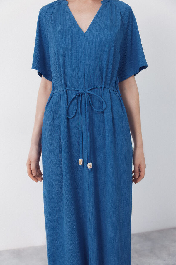 Cortefiel Structured belt dress Blue