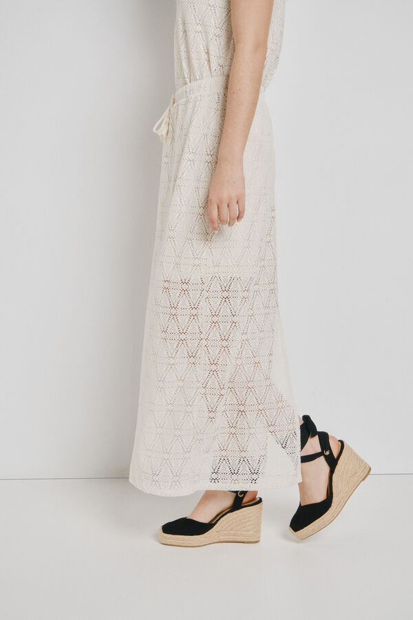 Vero Moda Falda midi con calados Beige