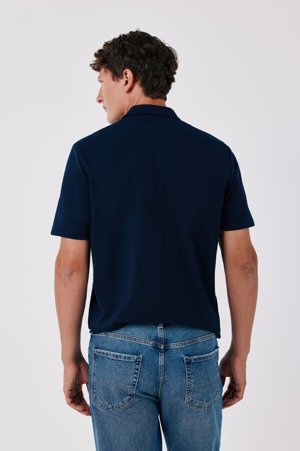 Cortefiel Ottoman structure polo shirt Navy