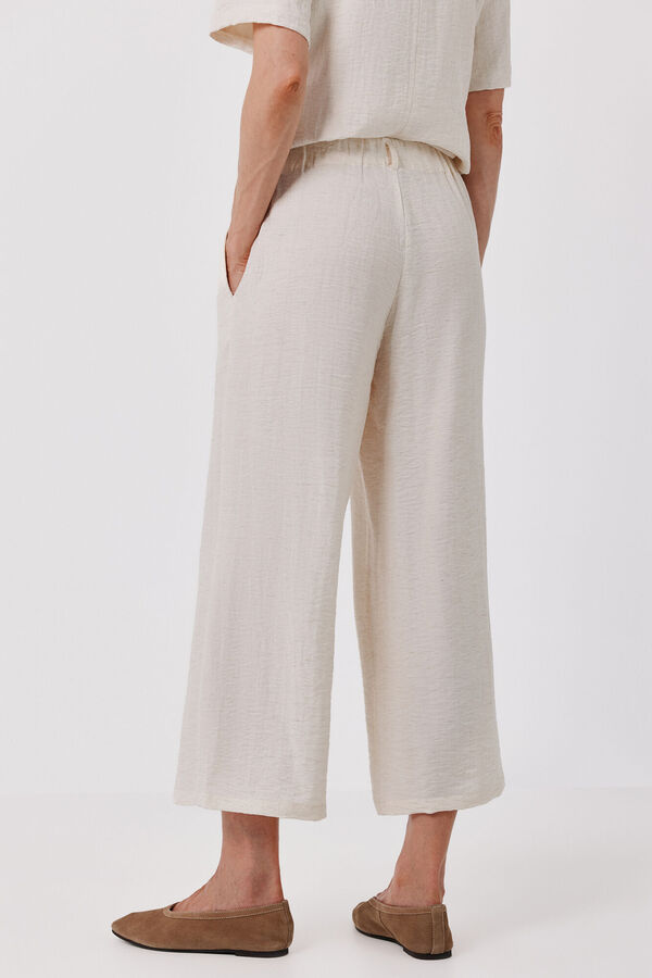 Cortefiel Pantal&oacute;n fluido ancho Marfil