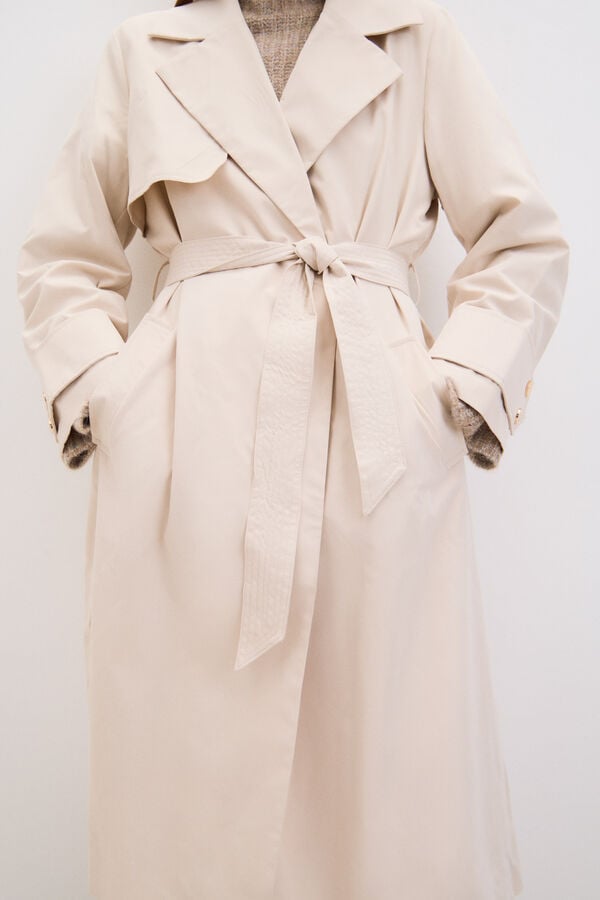 Cortefiel Long trench coat Ivory