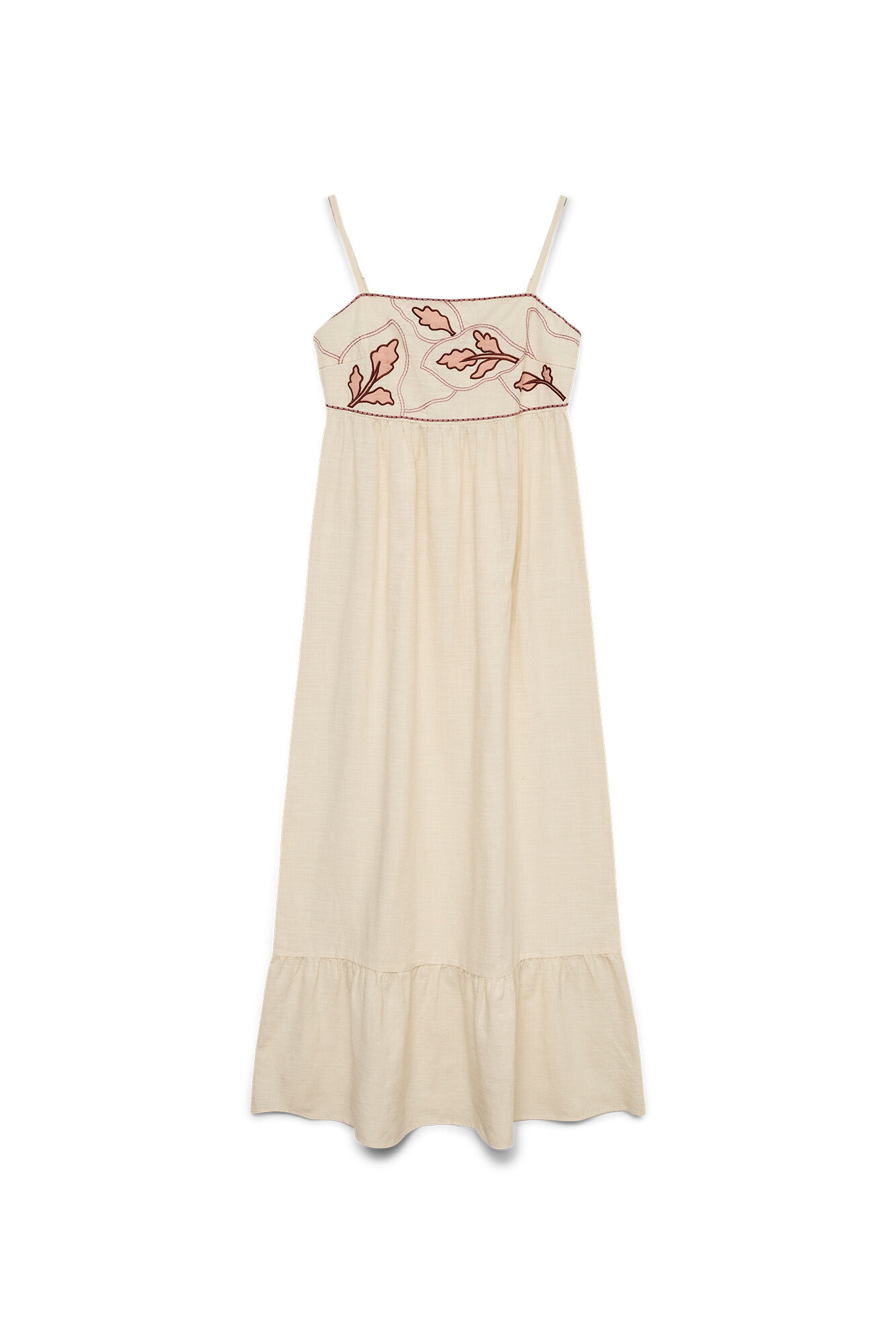 Vero Moda Vestido tobillero algod&oacute;n con bordados