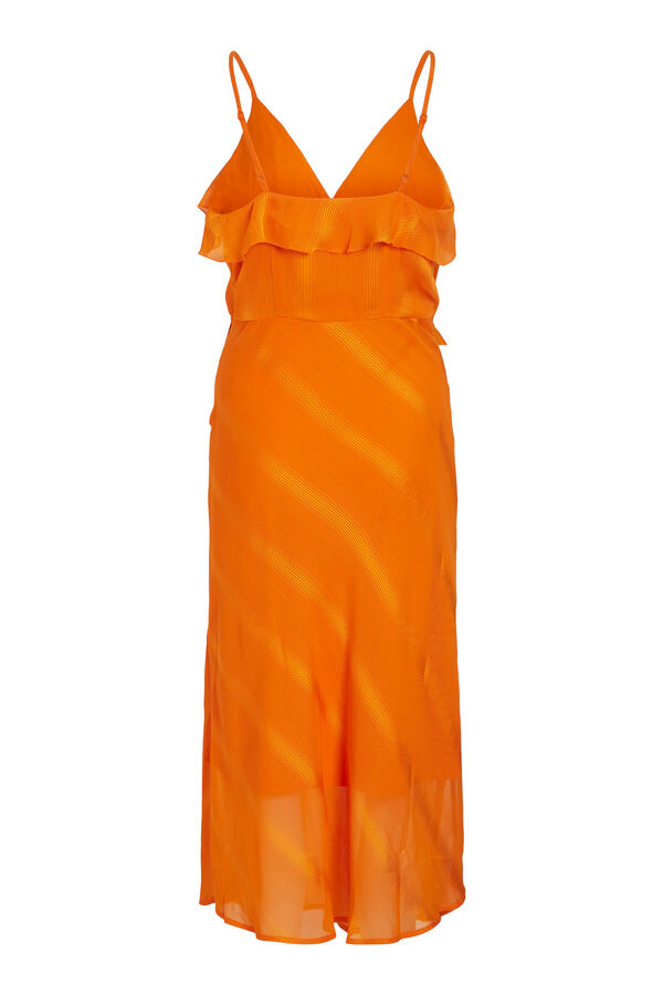 Cortefiel Strappy midi dress with ruffles Orange