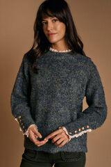 Pol&iacute;n Et Moi Su&eacute;ter de malha grossa Azul