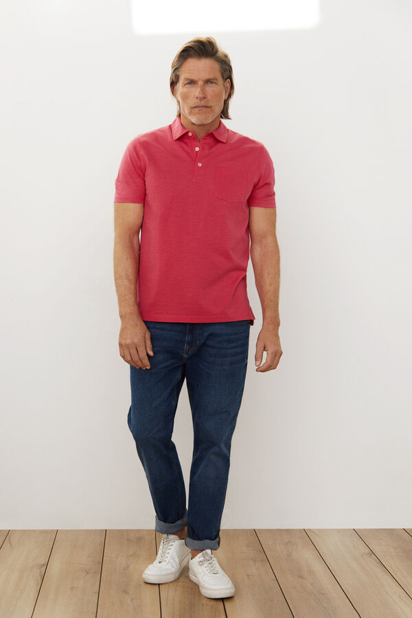 Cortefiel Washed polo with shirt collar Pink