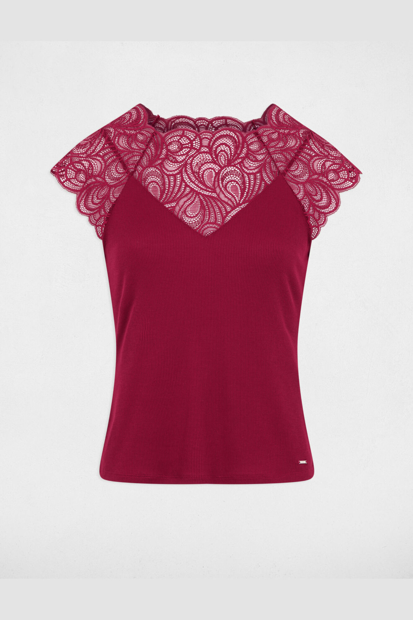 Morgan Top de renda com gola redonda