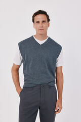 Cortefiel V-neck cotton cashmere knit gilet Navy