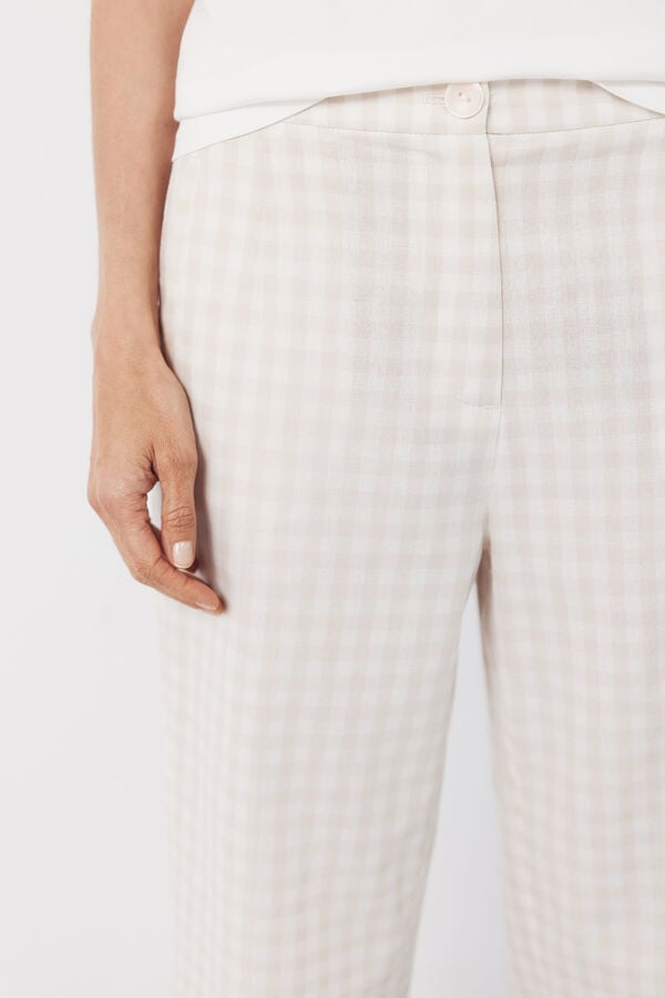 Cortefiel Gingham trousers Printed white