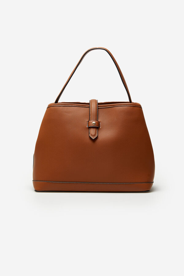Cortefiel MEDIUM BAG WITH CONTRAST STITCHING Brown