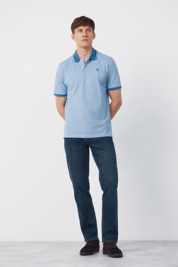 Cortefiel Oxford polo shirt Blue