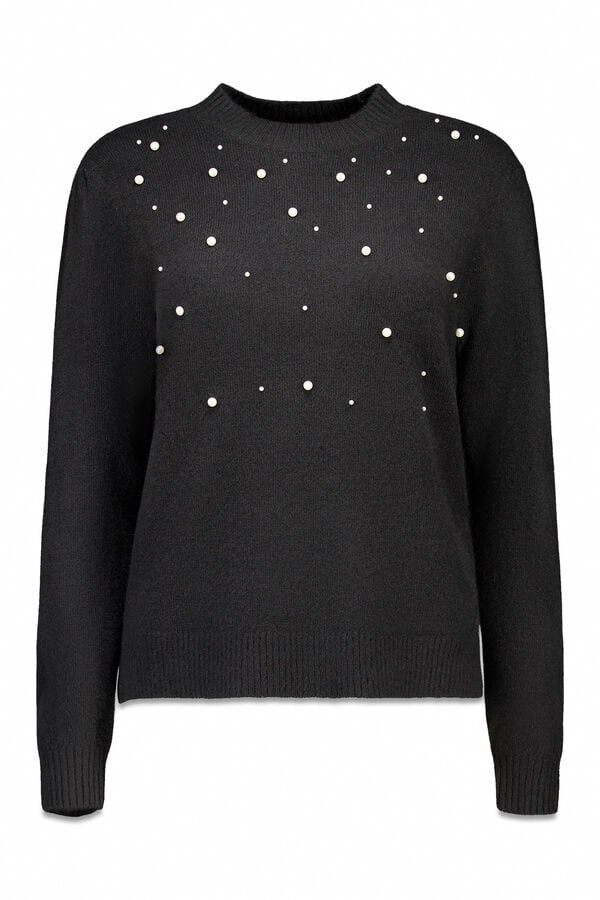 Cortefiel Jersey punto perlas Black