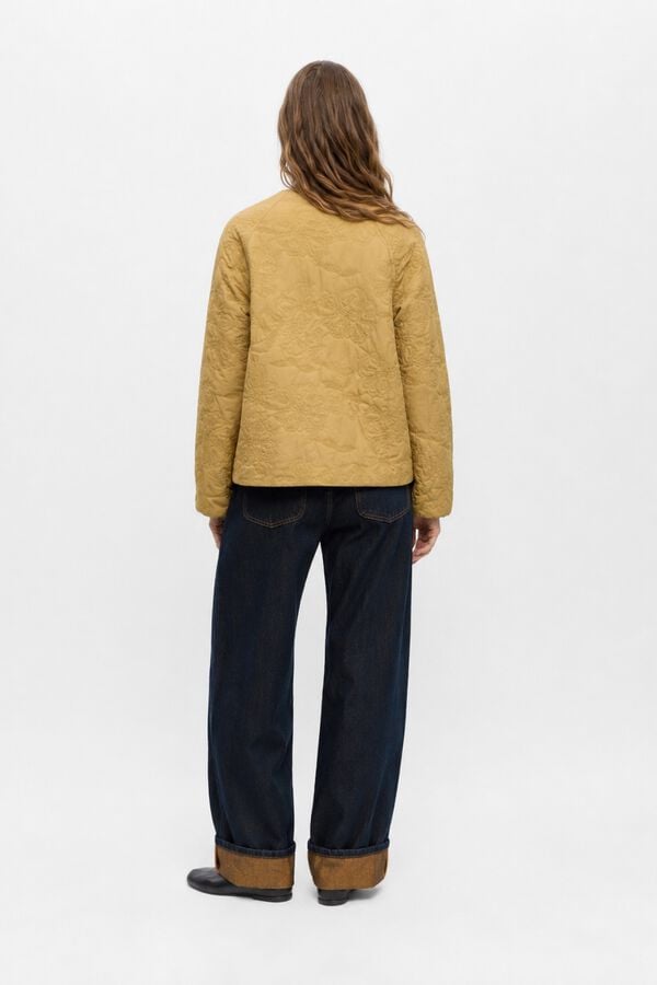 Object Embroidered puffer jacket Camel