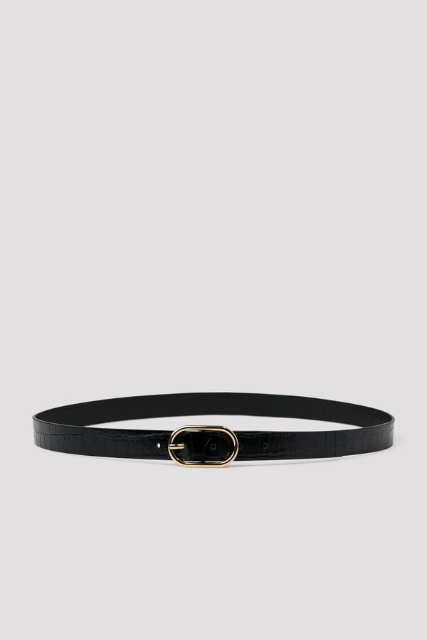 Cortefiel Animal print basic belt Black