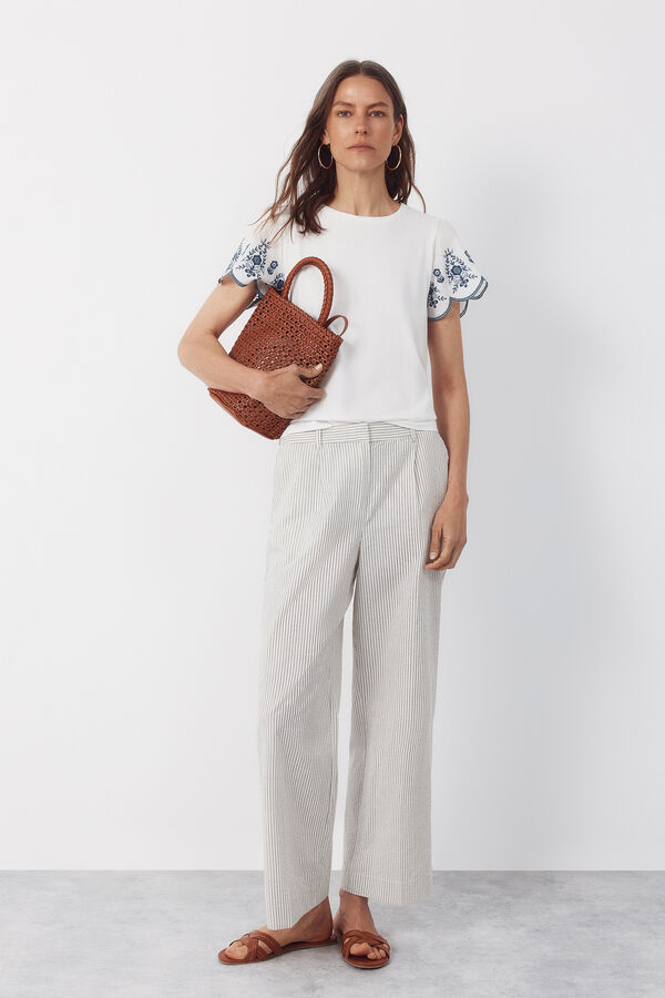 Cortefiel Manga com mangas bordado Azul