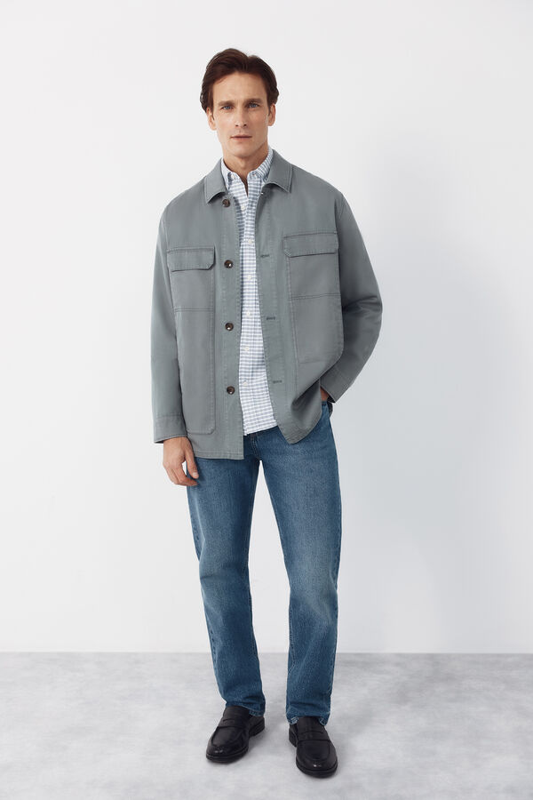 Cortefiel Plain Tencel overshirt Kaki