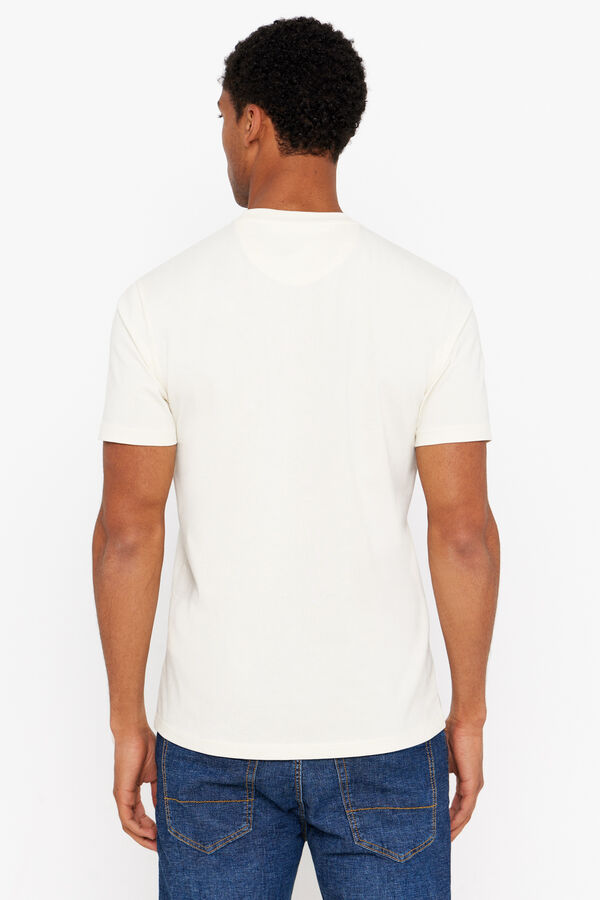 Cortefiel Basic T-shirt with pocket Ivory