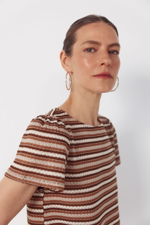 Cortefiel Top estruturado riscas Impress&atilde;o