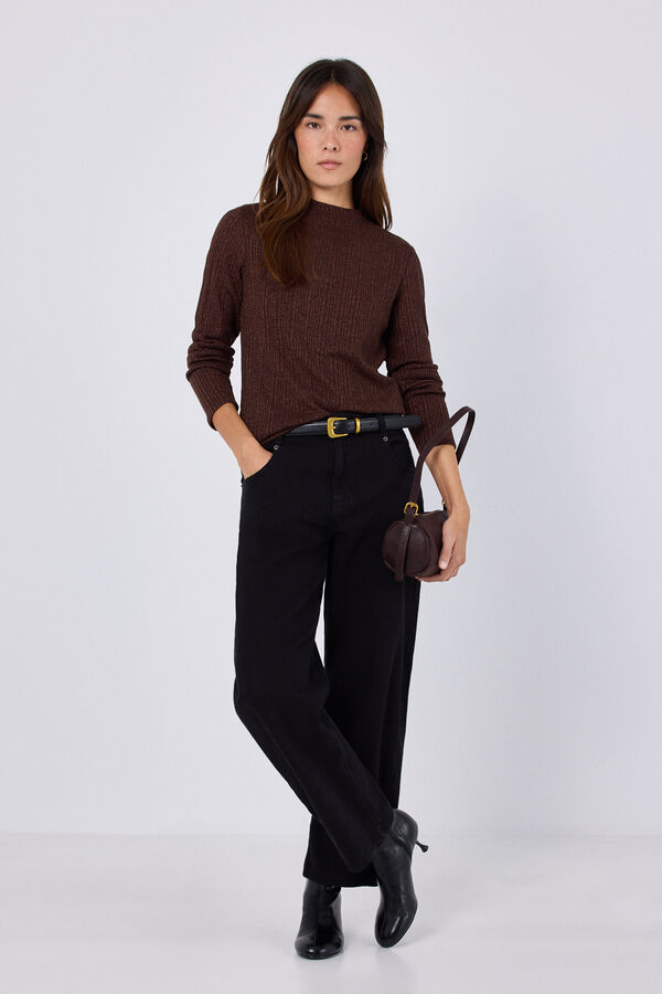 Cortefiel Lurex knit top Brown