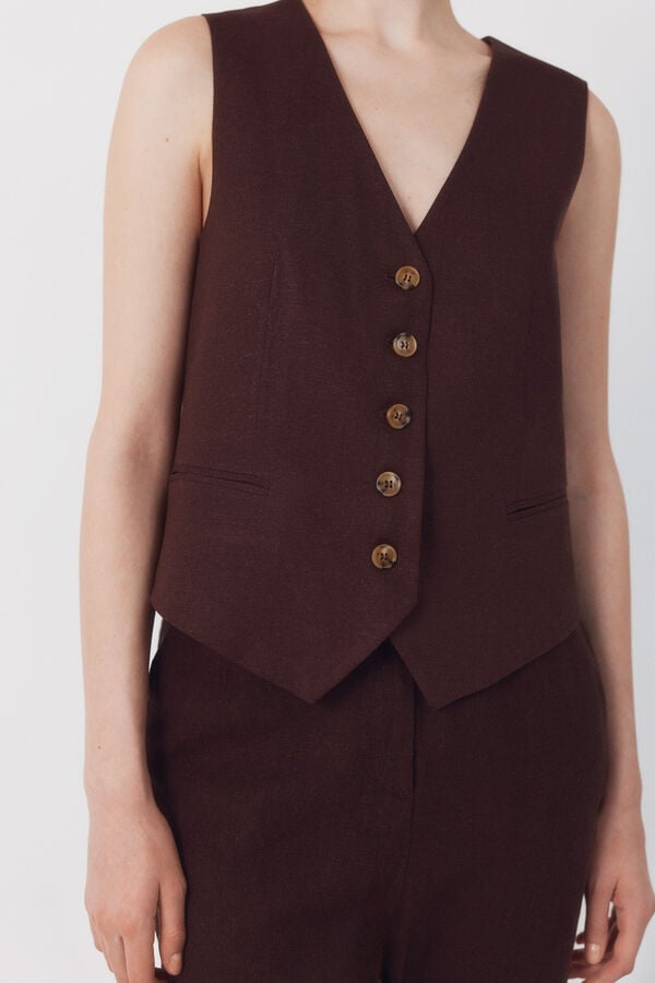 Cortefiel Tailored waistcoat Dark brown