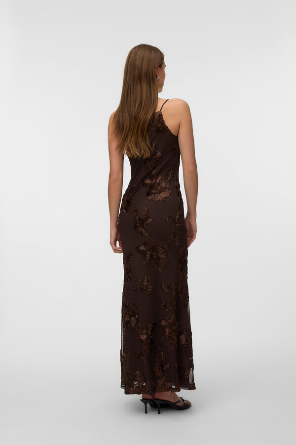 Vero Moda Embossed tulle dress Brown