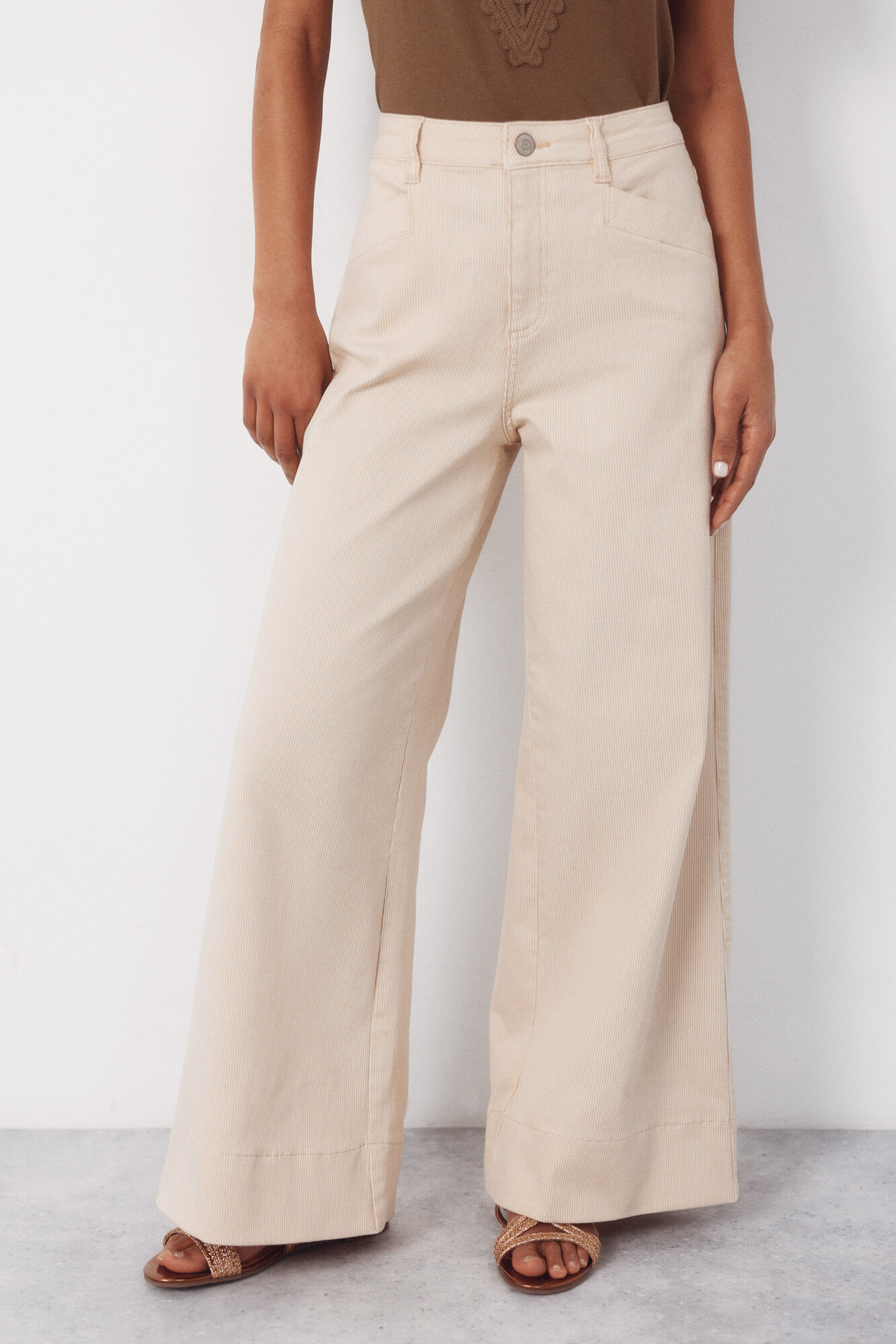 Cortefiel Sand striped trousers