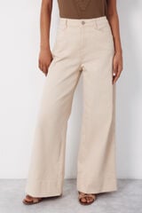 Cortefiel Sand striped trousers Ivory