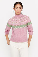 Cortefiel Open-knit ruffle jumper Pink