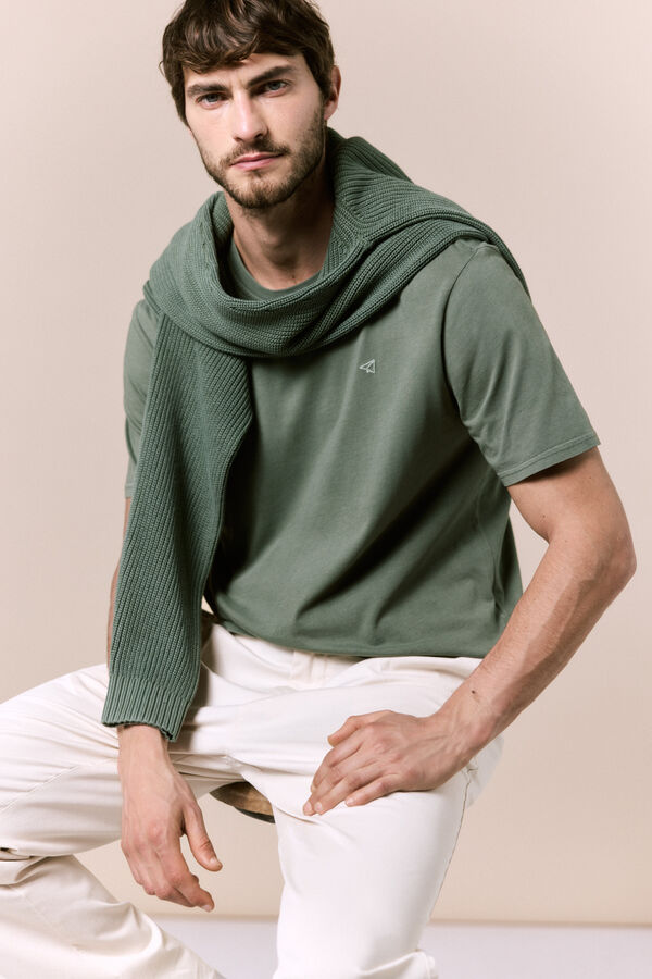 OOTO T-shirt b&aacute;sica lavada Verde