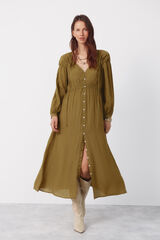 Cortefiel V dress with drawstring Yellow