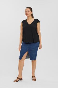 Cortefiel Plus size short-sleeved top Black