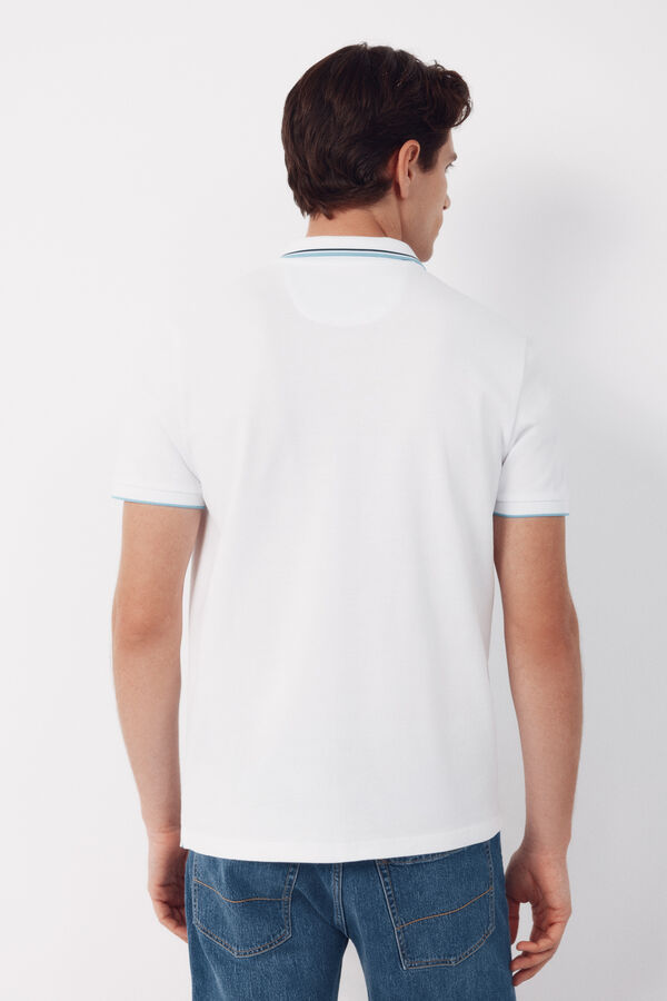 Cortefiel Polo shirt with tips White